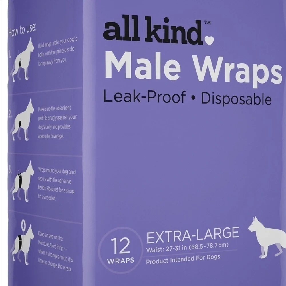 Disposable Wraps For Male Dogs XL 12-Pack NWT